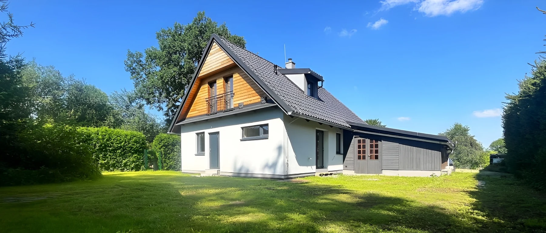 Dokončená dřevostavba rodinného domu v Nových Dvorech na Vysočině